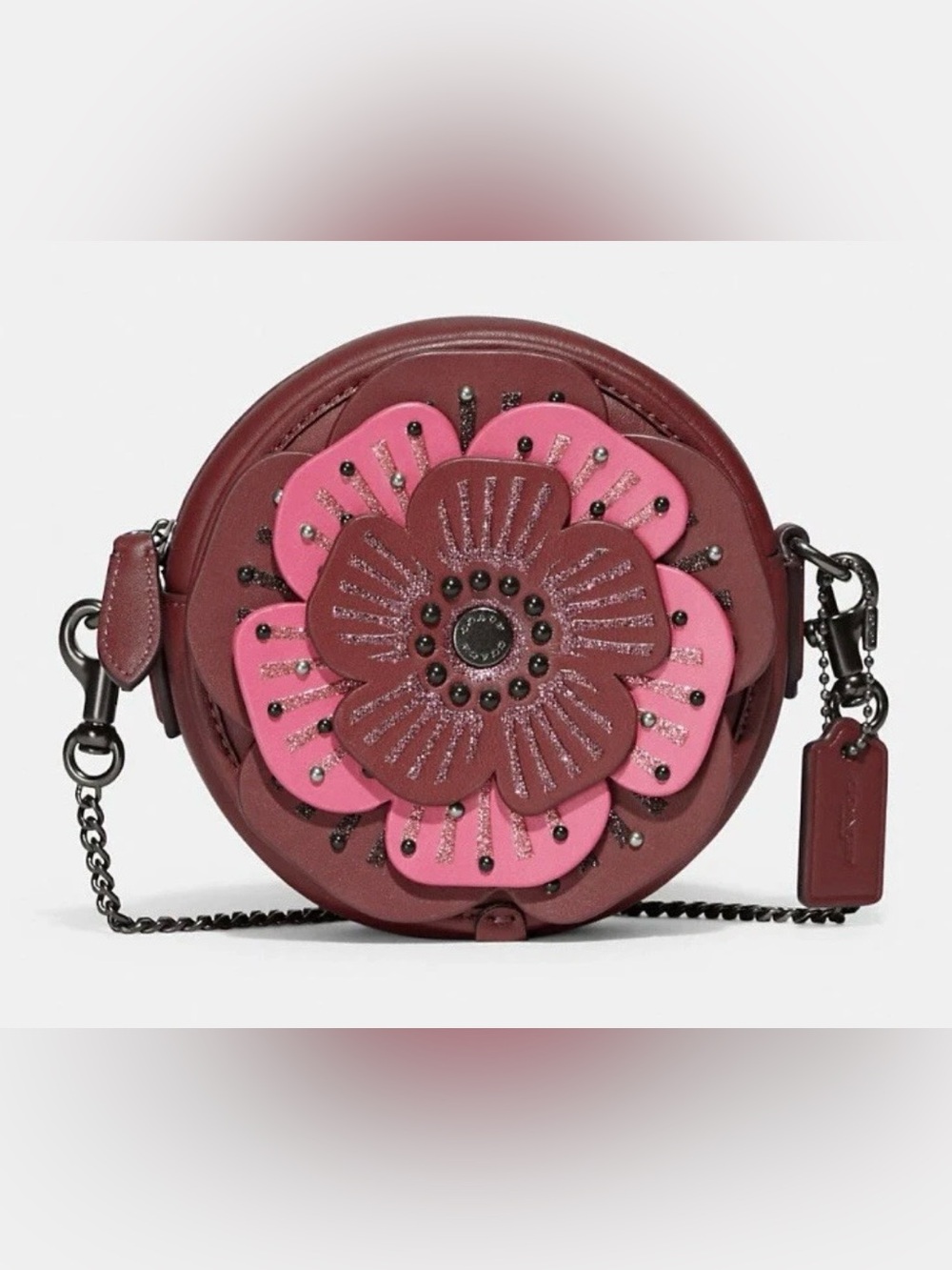 Coach Tea Rose Crossbody Bag/Wine